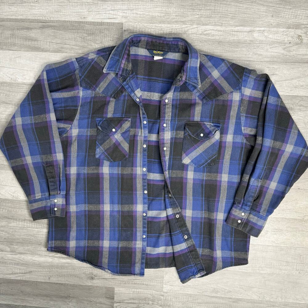 Vintage Men’s OshKosh B’Gosh Pearl Snap Flannel Shirt Plaid
